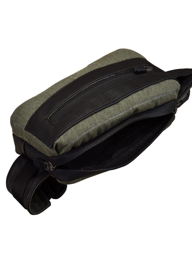 SYUTM Unisex Rectangle Front Zipper Canvas Matty Fabric Waist Pack Travel Handy Hiking Zip Pouch Elegant Style Document Money Phone Belt Sport Bag for Men and Women Adjustable Strap (Khaki Green) - Image 4